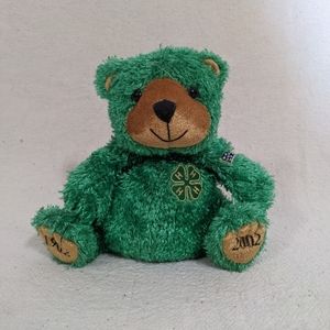 Vintage Green Bear 6 in. Bean Plush 4-H Clover Flag Metallic Glory Be 1902 2002